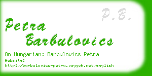 petra barbulovics business card